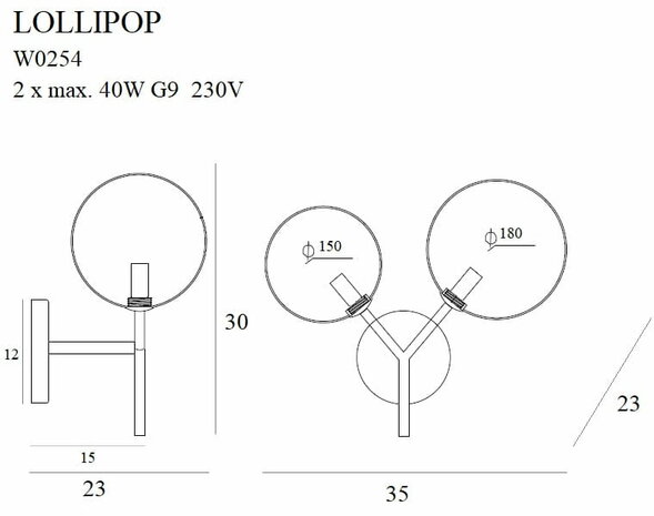 MAXLIGHT W0254 Wandlamp LOLLIPOP