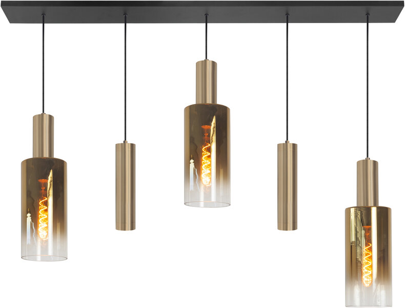 Hanglamp Perugia 5 + Glas Recht Goud