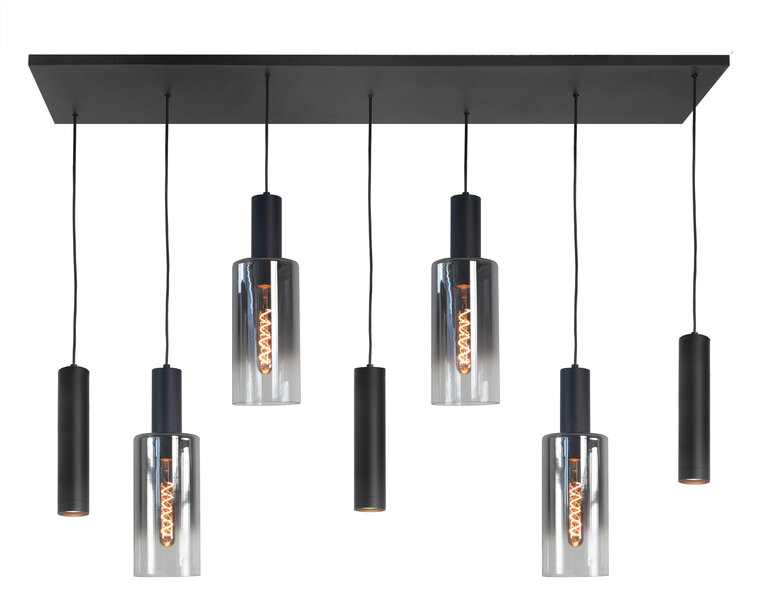 Hanglamp Perugia 7 + Glas Recht Zwart