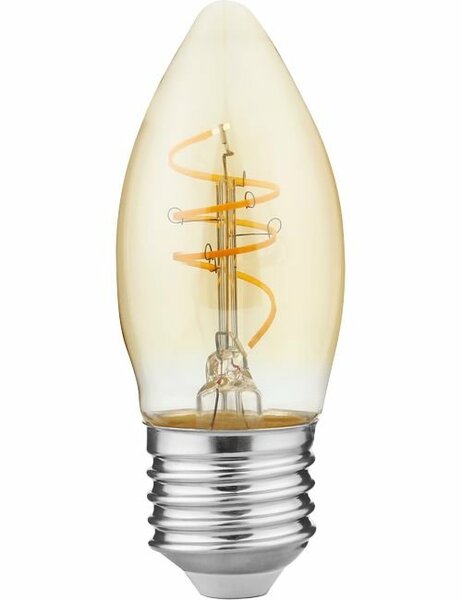 LED E27 Slim Kaars Amber Curled 4,2 Watt Dimbaar