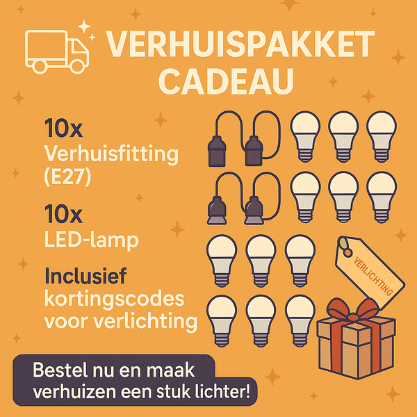 Verhuispakket Cadeau: 10x Verhuisfitting + Ledlamp + Kortingscodes
