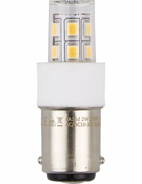 LED Ba15d Tube T17x47 10-30V 190Lm 2W 827 AC/DC Clear Non-Dim