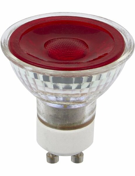 LED GU10 MR16 Glass 50x54 230V 5W 38&deg; AC Red Dim