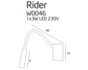 MAXLIGHT W0046 Wandlamp RIDER Zwart