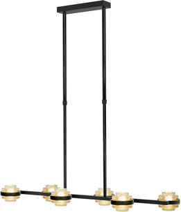 Hanglamp Dynasty 6 Recht Amber Hanglamp Dynasty 6 Recht Amber