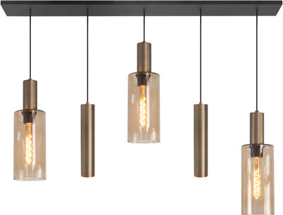 Hanglamp Perugia 5 + Glas Recht Brons Hanglamp Perugia 5 + Glas Recht Brons