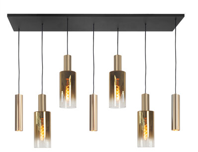 Hanglamp Perugia 7 + Glas Recht Goud Hanglamp Perugia 7 + Glas Recht Goud