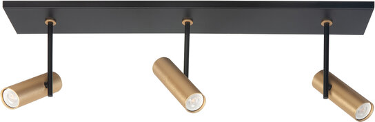 Opbouwspot Trend 3 Recht Zwart/Goud