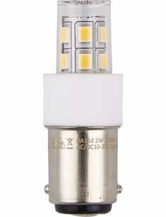 LED Ba15d Tube T17x47 10-30V 200Lm 2W 830 AC/DC Clear Non-Dim