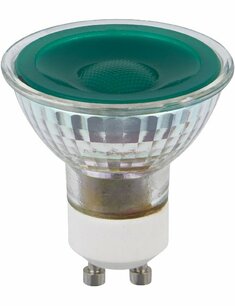 LED GU10 MR16 Glass 50x54 230V 5W 38° AC Green Dim