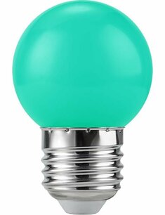LED E27 Ball G45x68 230V 1W 320° AC Green Non-Dim