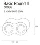 Opbouwspot Basic Round Duo 2xGU10 Wit