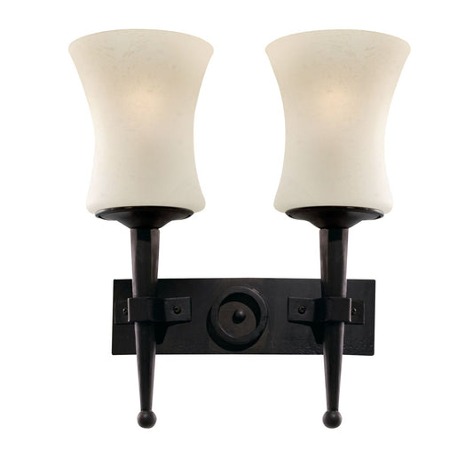 Searchlight Cartwheel 2Lt Wandlamp Zwart Metaal & Sanded Glas