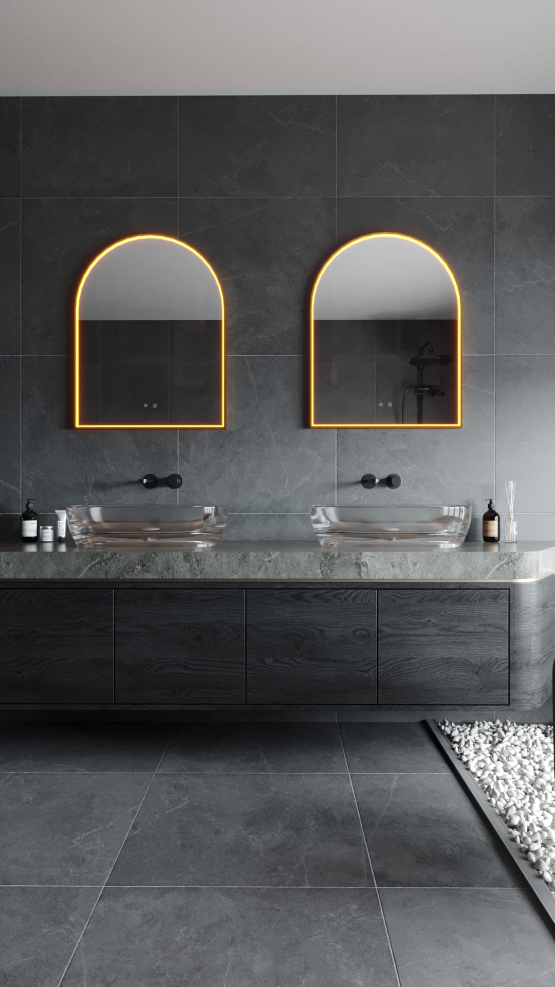 Maxlight W0386 Mirror Halve Cirkel 90X70Cm Goud Spiegel
