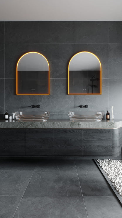 Maxlight W0386 Mirror Halve Cirkel 90X70Cm Goud Spiegel