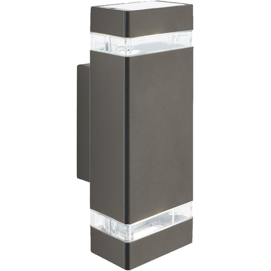 Searchlight Sheffield Outdoor Wall Light - Grey Metal, Glass & Polycarb