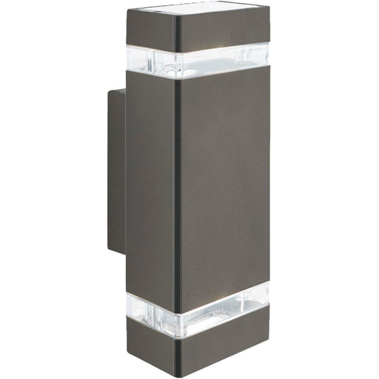 Searchlight Sheffield Buiten Wandlamp Grijs Metaal, Glas & Polycarb