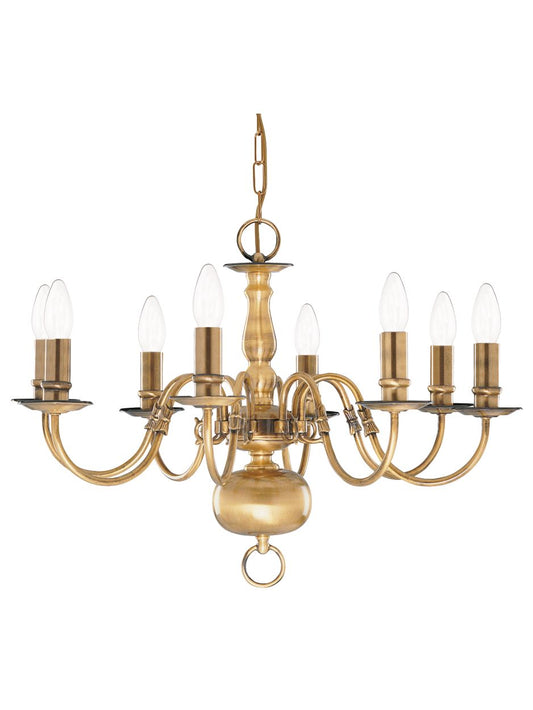 Searchlight Flemish 8Lt Hanglamp Solid Messing Metaal