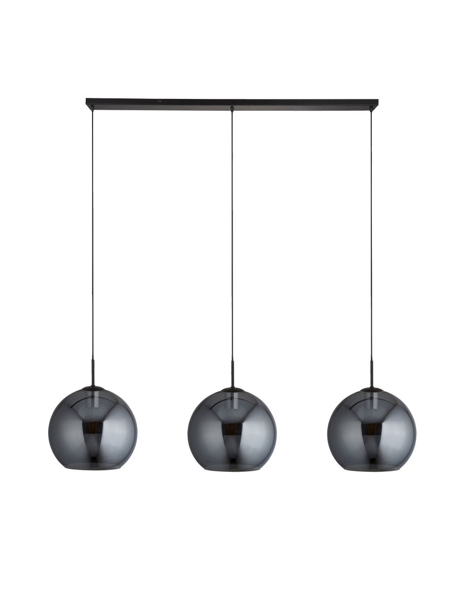 Searchlight Amsterdam 3Lt Bar Hanglamp Zwart Metaal & Smoked Glas