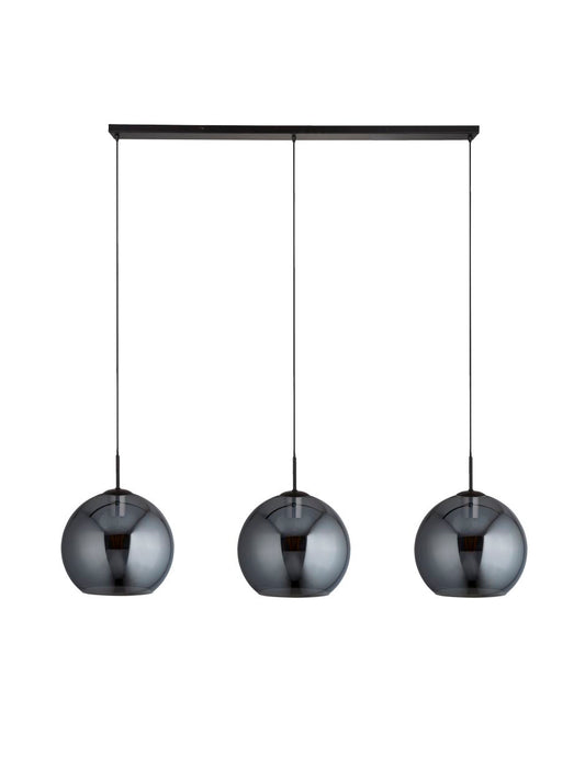 Searchlight Amsterdam 3Lt Bar Hanglamp Zwart Metaal & Smoked Glas
