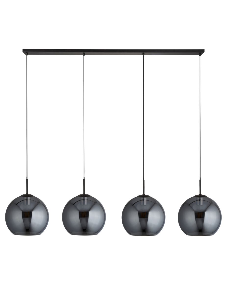 Searchlight Amsterdam 4Lt Bar Hanglamp Zwart Metaal & Smoked Glas