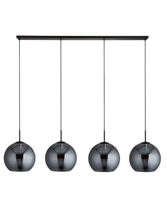 Searchlight Amsterdam 4Lt Bar Hanglamp Zwart Metaal & Smoked Glas