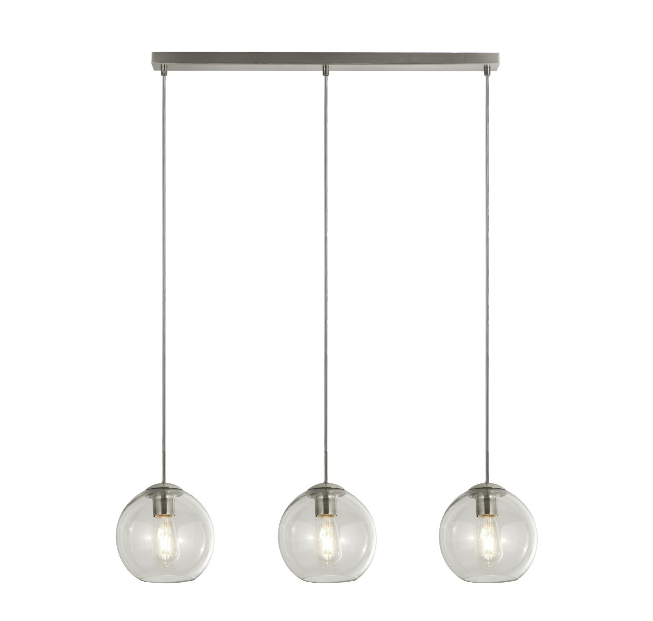 Searchlight Balls 3Lt Bar Hanglamp Chroom Metaal & Helder Glas