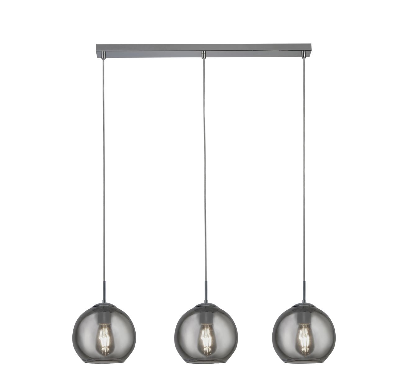 Searchlight Balls 3Lt Bar Hanglamp Chroom Metaal & Smoked Glas