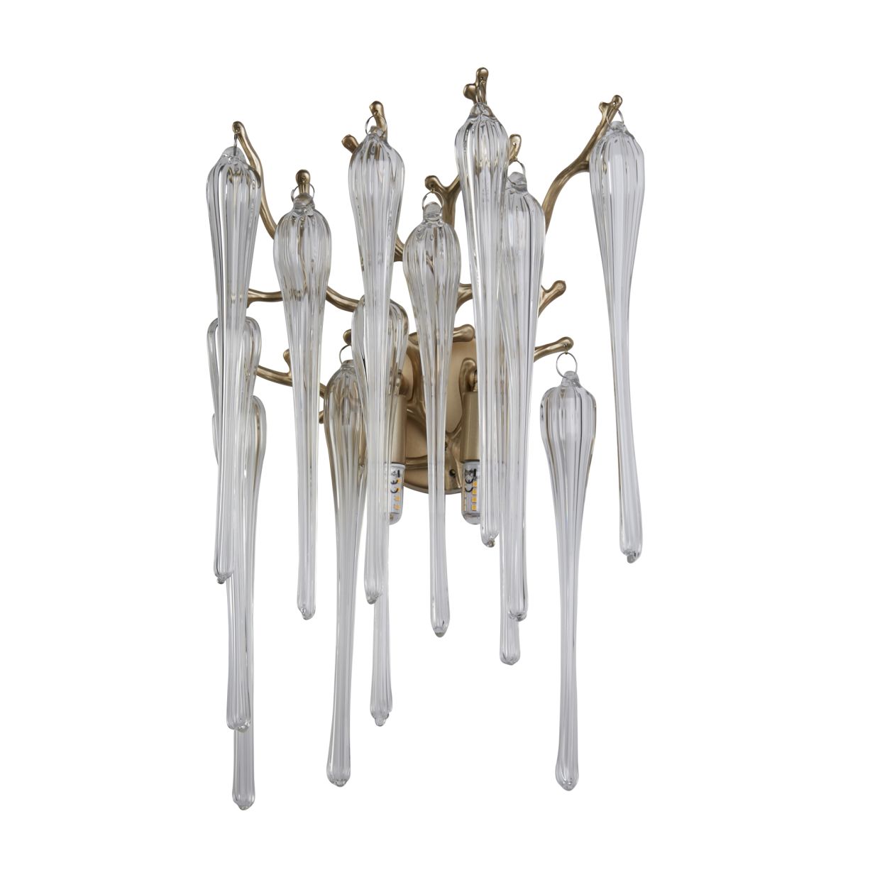 Searchlight Heritage 2Lt Wandlamp, Goud Metaal and Helder Glas Drops
