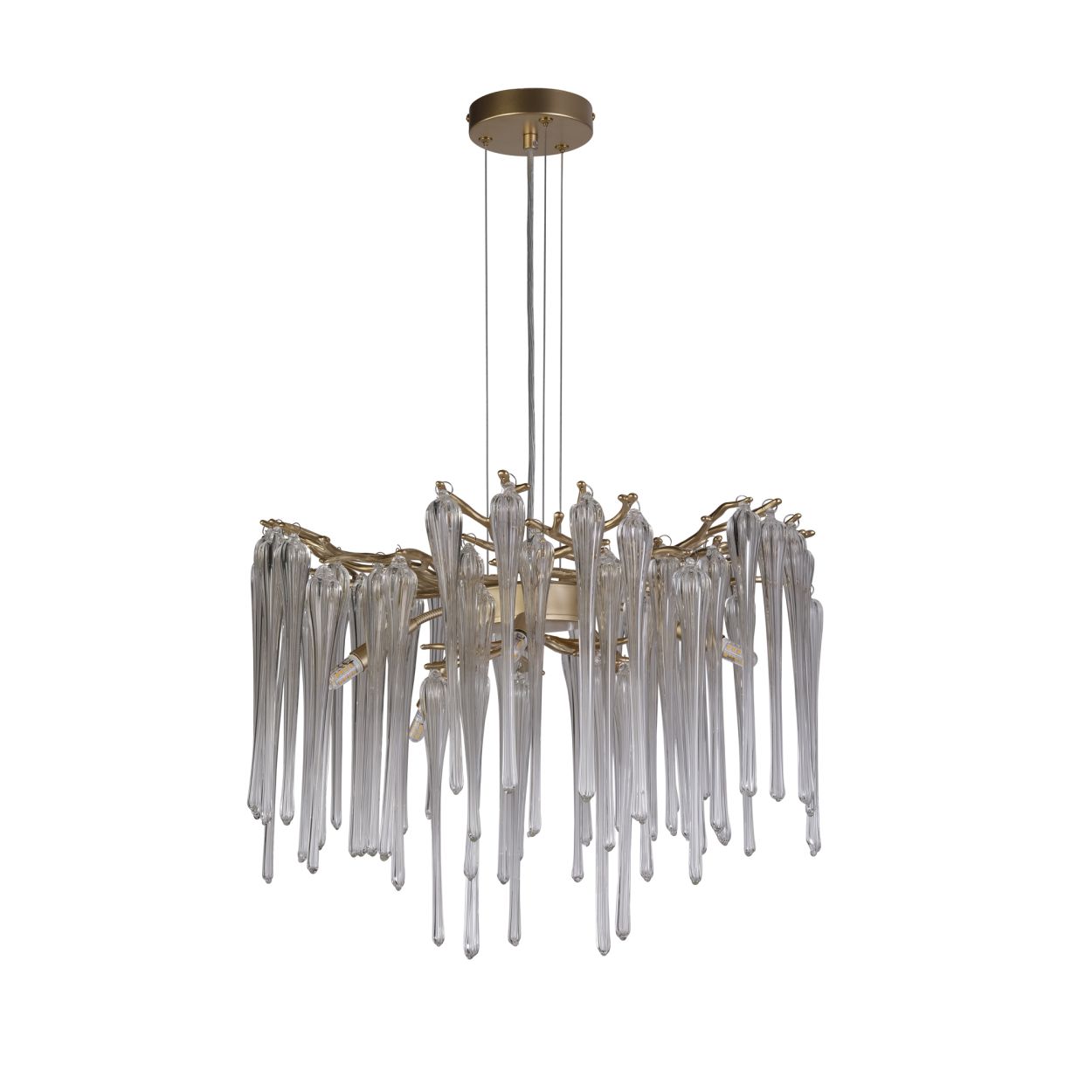 Searchlight Heritage 5Lt Hanglamp, Goud Metaal and Helder Glas Drops