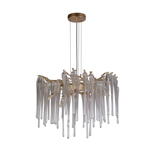 Searchlight Heritage 5Lt Hanglamp, Goud Metaal and Helder Glas Drops