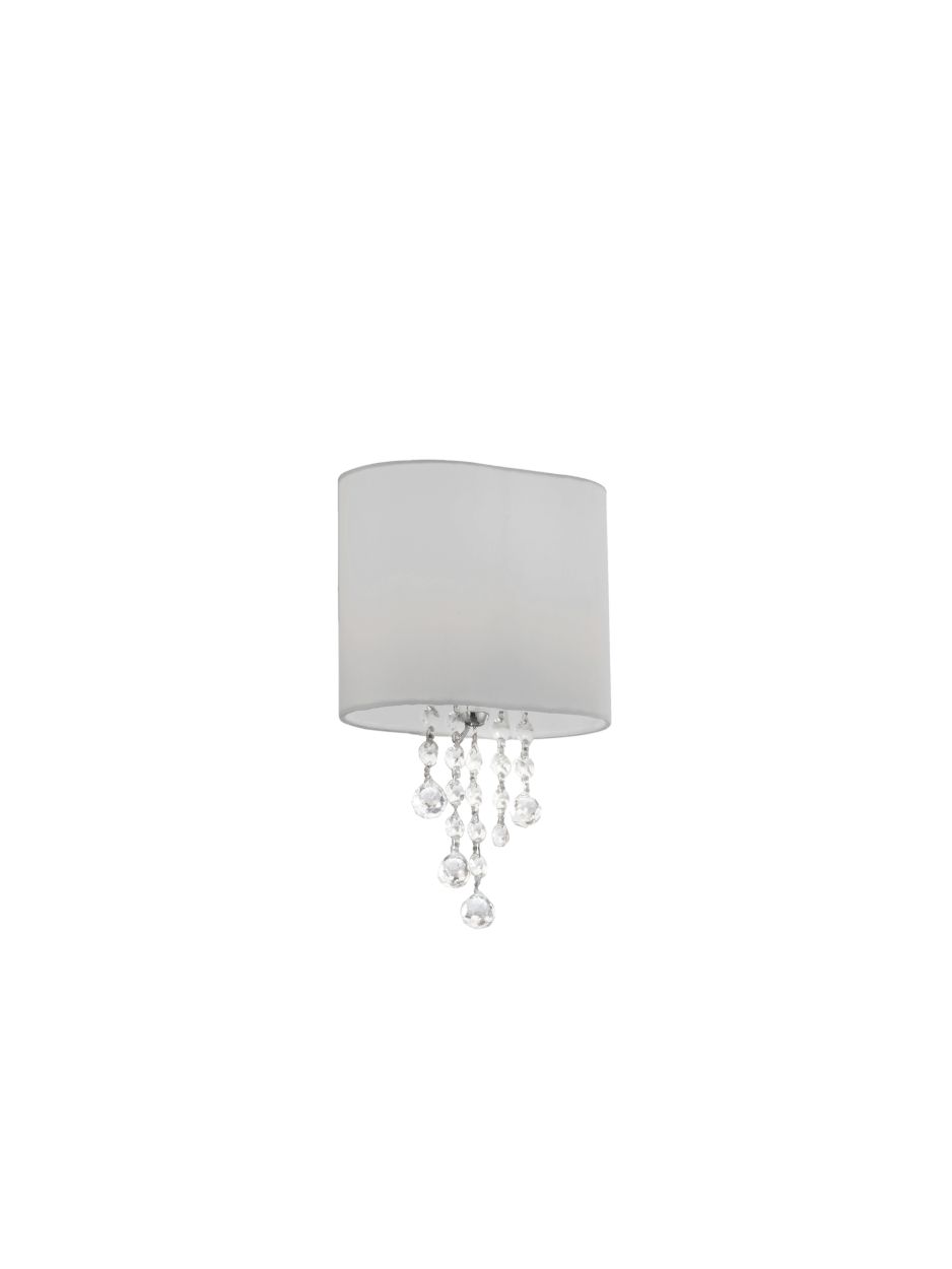 Searchlight Nina Wandlamp Chroom, Kristal & Stof Lampenkap