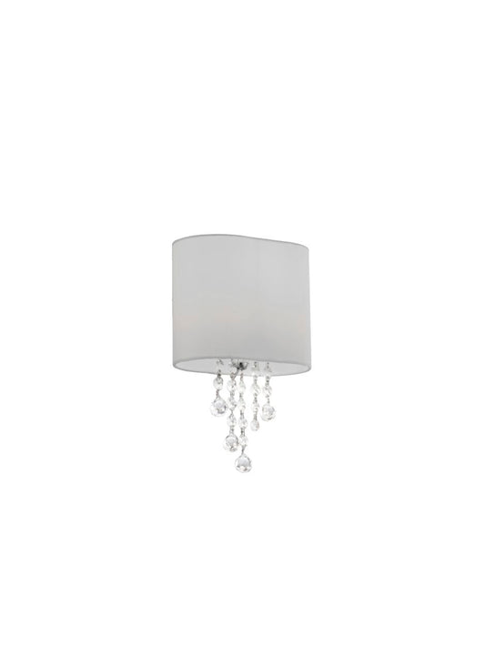 Searchlight Nina Wandlamp Chroom, Kristal & Stof Lampenkap