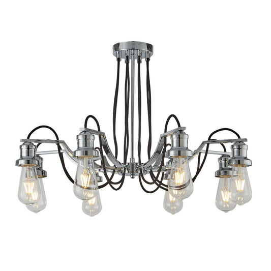 Searchlight Olivia 8Lt Hanglamp Chroom & Zwart Braided Cable