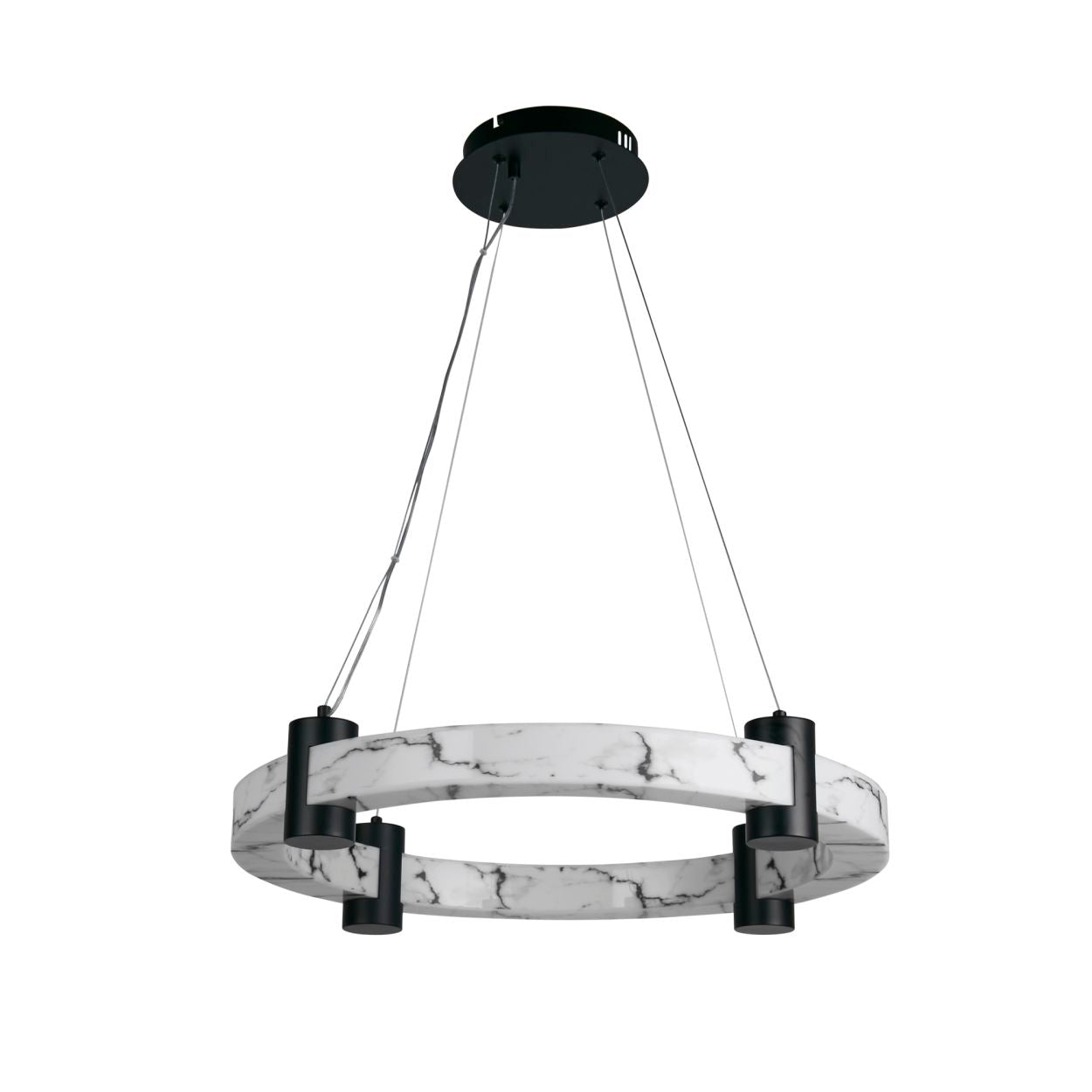 Searchlight Moonbeam LED Hanglamp, Zwart Metaal & Marbleised Hars