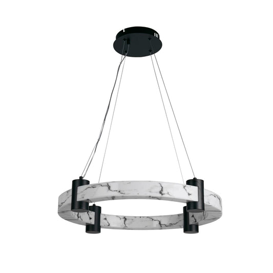 Searchlight Moonbeam LED Hanglamp, Zwart Metaal & Marbleised Hars
