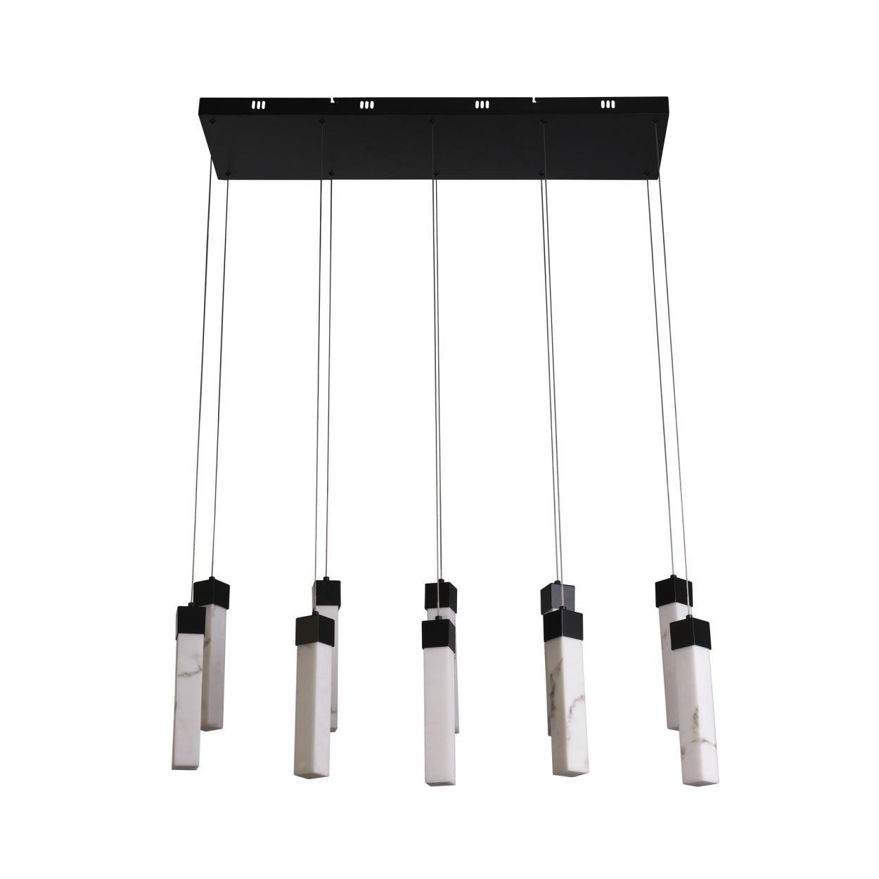 Searchlight Moonbeam 10Lt Hanglamp, Zwart Metaal & Marbleised Hars