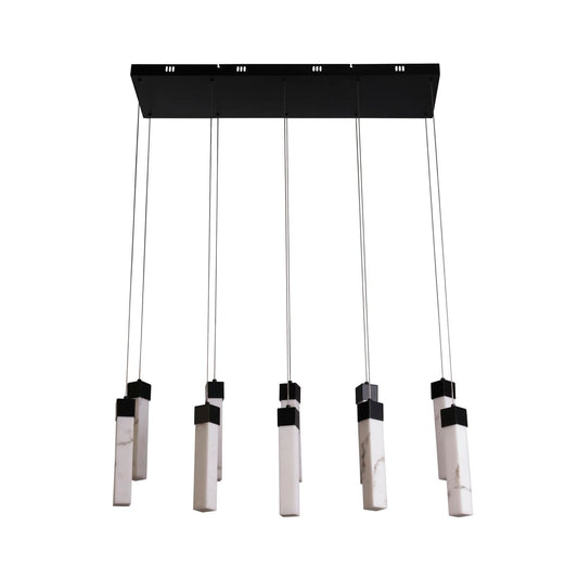 Searchlight Moonbeam 10Lt Hanglamp, Zwart Metaal & Marbleised Hars