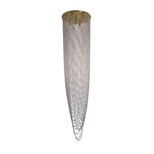 Searchlight Swoop 10Lt Pendant, Satin Brass & Clear Crystal