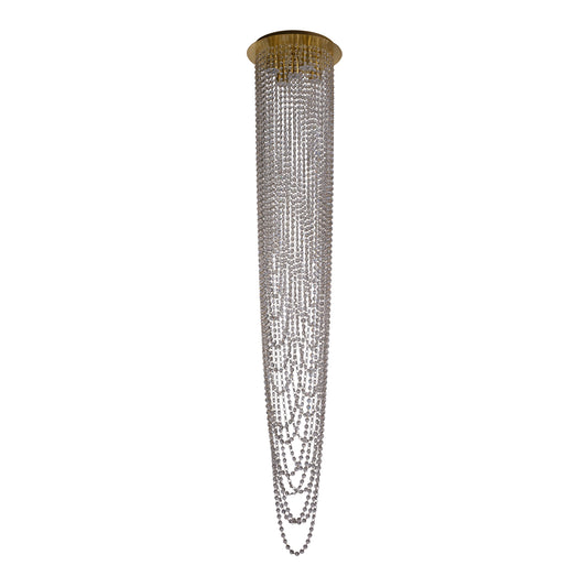 Searchlight Swoop 5LT Pendant, Satin Brass & Clear Crystal