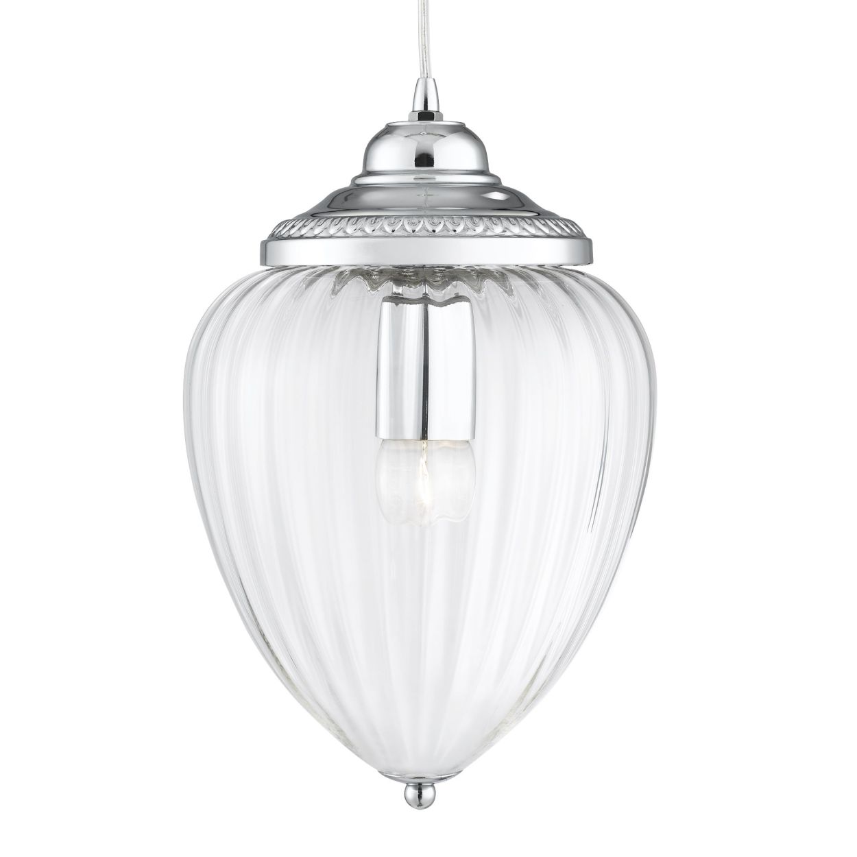 Searchlight Moscow Hanglamp Chroom Metaal & Ribbed Glas