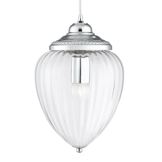 Searchlight Moscow Hanglamp Chroom Metaal & Ribbed Glas