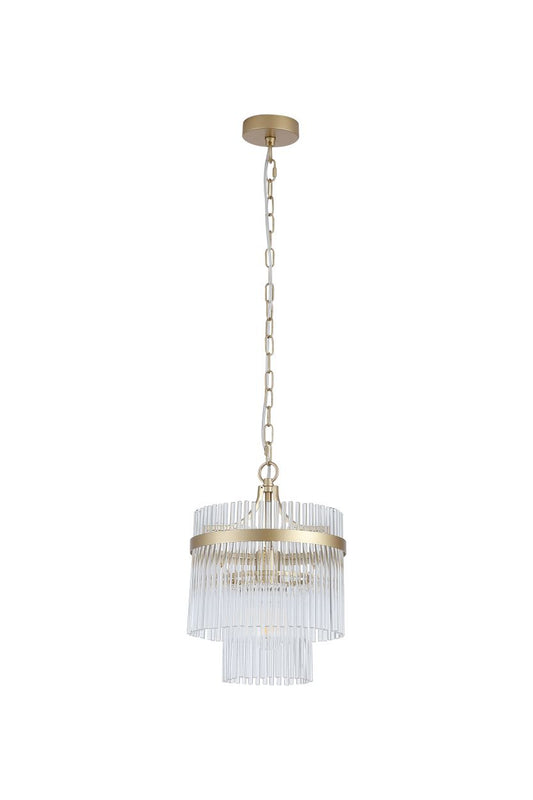 Searchlight Lara 1Lt Hanglamp, Goud Metaal with Helder Glas Rods
