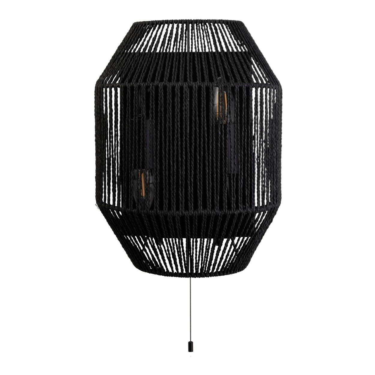 Searchlight Wicker 2Lt Wandlamp Mat Zwart Metaal & Zwart Rope Lampenkap