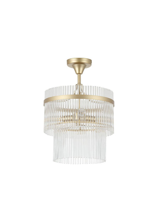 Searchlight Lara 3Lt Semi Flush Goud Metaal, Helder Glas Rods