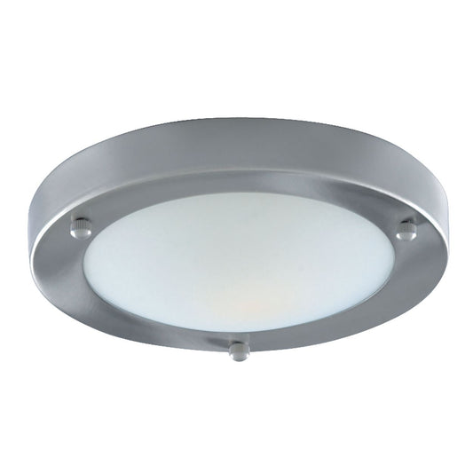 Searchlight Dublin Bathroom Flush Satin Zilver & Acid Glas