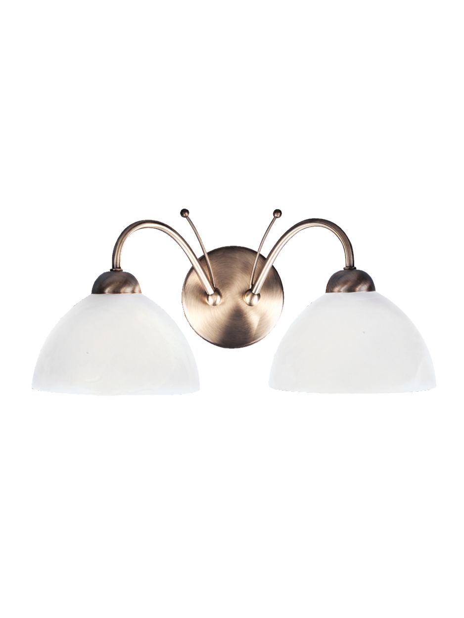 Searchlight Milanese 2Lt Wandlamp Antique Messing & Alabaster Glas