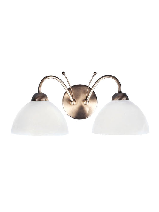 Searchlight Milanese 2Lt Wandlamp Antique Messing & Alabaster Glas
