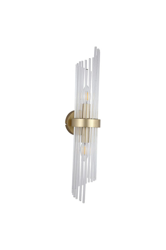 Searchlight Lara 2Lt Wandlamp Goud Metaal & Helder Glas Rods