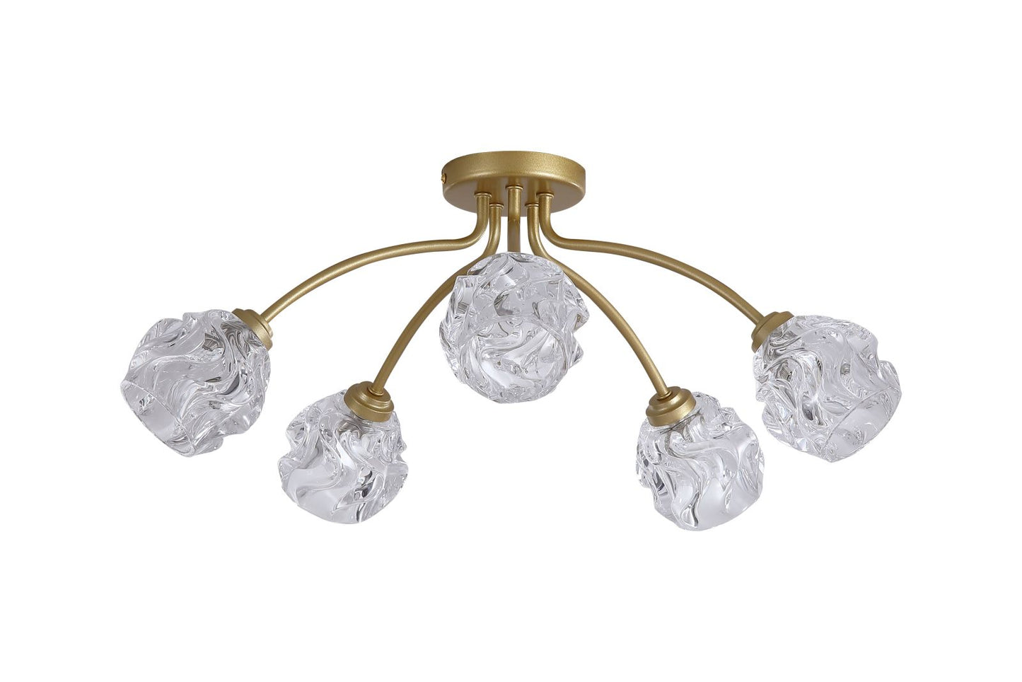Searchlight Astral 5Lt Flush, Goud Metaal With Glas Shades